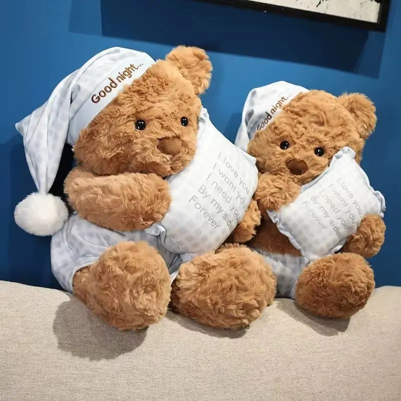 40CM Good Night Pajama Bear Plush Teddy Bear Pillow Cute Barcelona Bear Doll Companion Sofa Decor Cute Girl Toys Exquisite Gift