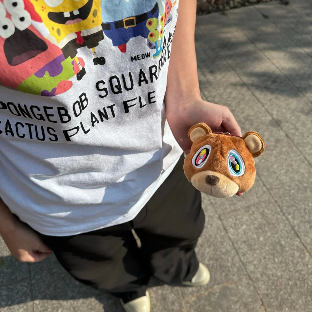 ORIGINAL Kanye Keychain Plush Doll Teddy Bear Pendant Plushies Stuffed Toys Cute Boys Girls Birthday Christmas Gifts