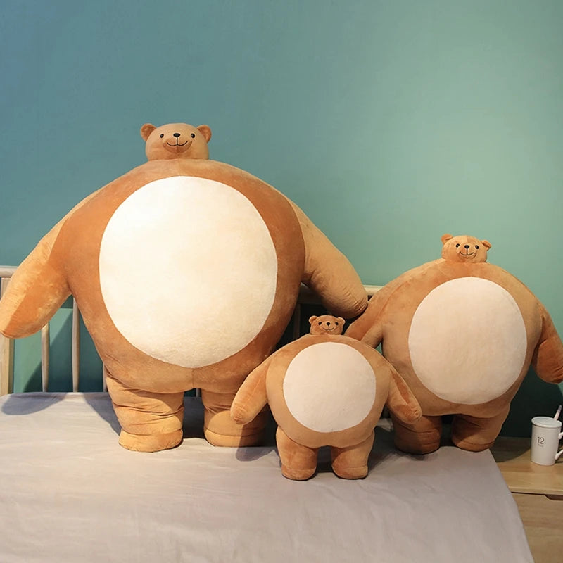 Tiny Head Teddy Bear Pillow Stuffed Small Head Big Muscle Body Bear Boyfriend Hug Pillow Chair Cushion Kids Baby Boy Birthday