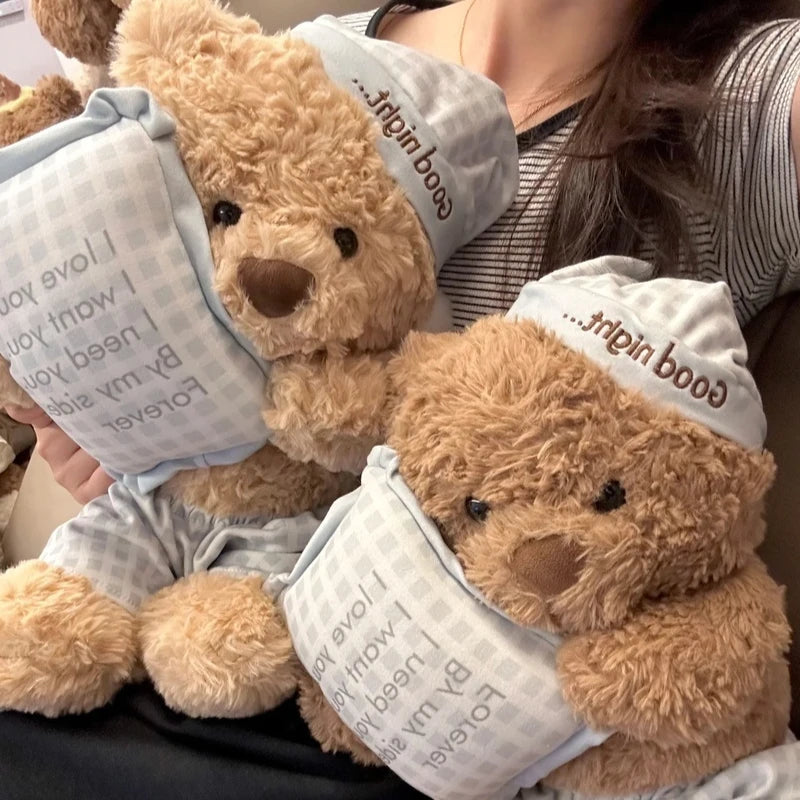 40CM Good Night Pajama Bear Plush Teddy Bear Pillow Cute Barcelona Bear Doll Companion Sofa Decor Cute Girl Toys Exquisite Gift