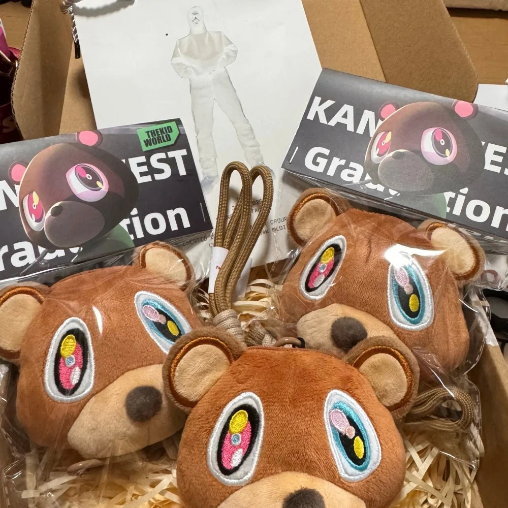ORIGINAL Kanye Keychain Plush Doll Teddy Bear Pendant Plushies Stuffed Toys Cute Boys Girls Birthday Christmas Gifts