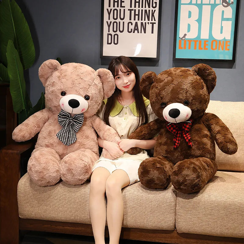 60/80/110CM Cute Large Size Teddy Bear Plush Toy Pillow Lovely Bears with Bow Knot Stuffed Soft Pillow Sleep Cushion Appease