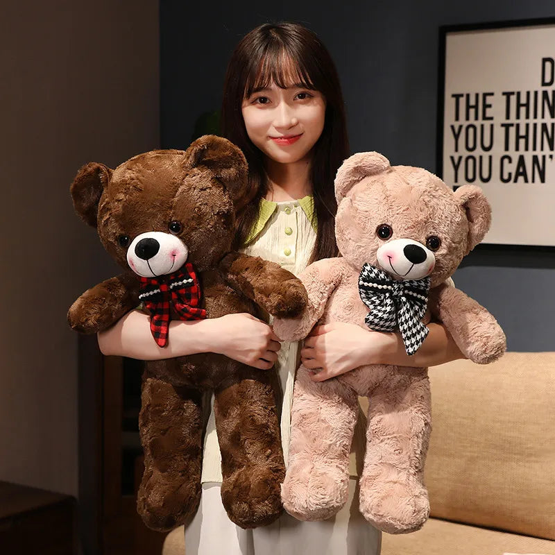 60/80/110CM Cute Large Size Teddy Bear Plush Toy Pillow Lovely Bears with Bow Knot Stuffed Soft Pillow Sleep Cushion Appease