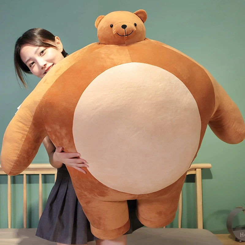 Tiny Head Teddy Bear Pillow Stuffed Small Head Big Muscle Body Bear Boyfriend Hug Pillow Chair Cushion Kids Baby Boy Birthday