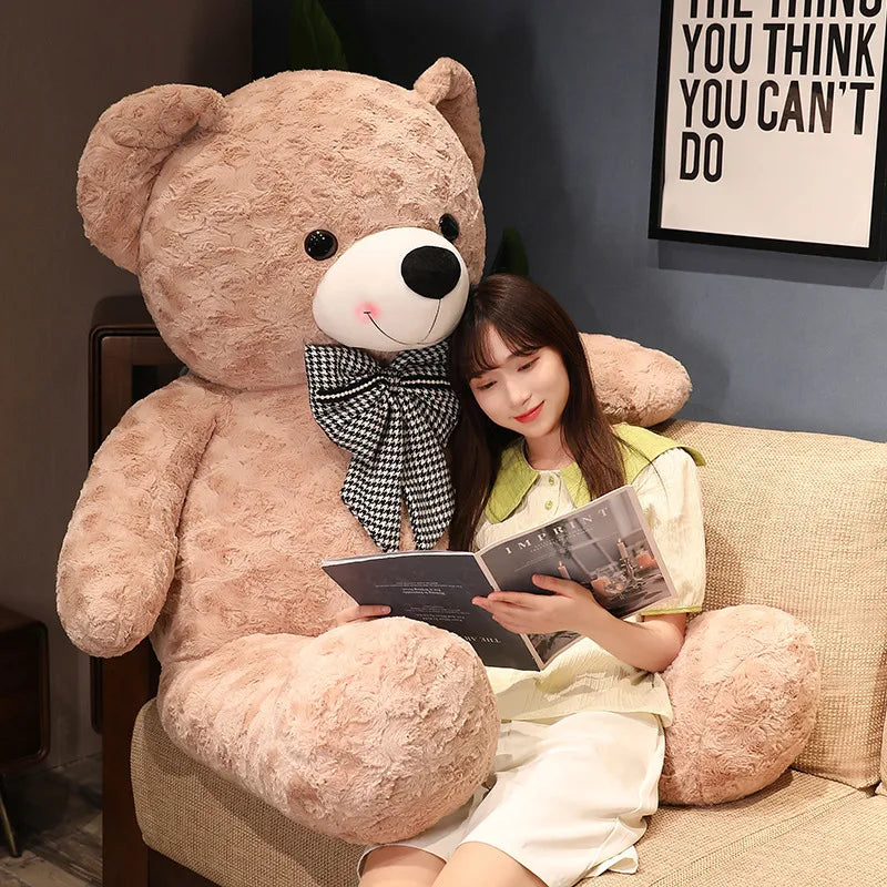 60/80/110CM Cute Large Size Teddy Bear Plush Toy Pillow Lovely Bears with Bow Knot Stuffed Soft Pillow Sleep Cushion Appease